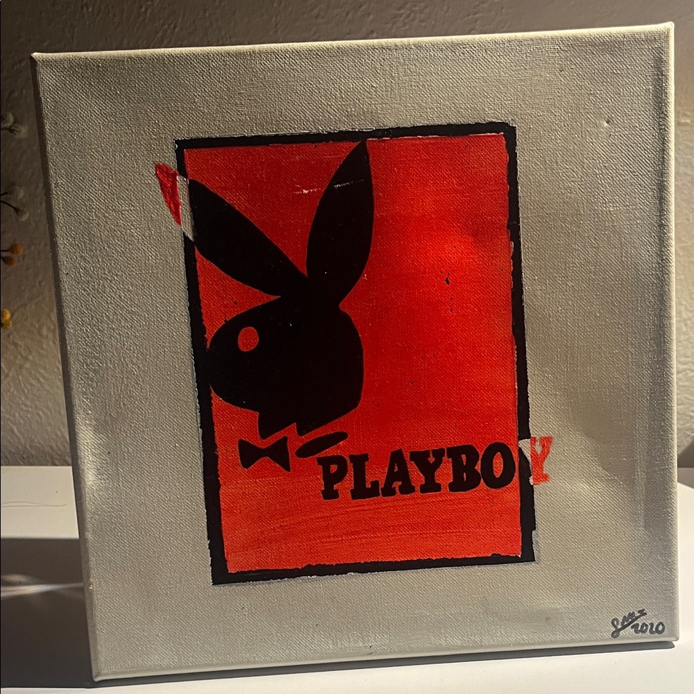 Playboy Orange and Black Handmade Wall Art
